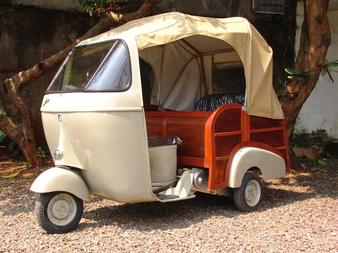 Ape Scooter Calessino Cream three-wheeler with teak-wood cabin by Scooter99